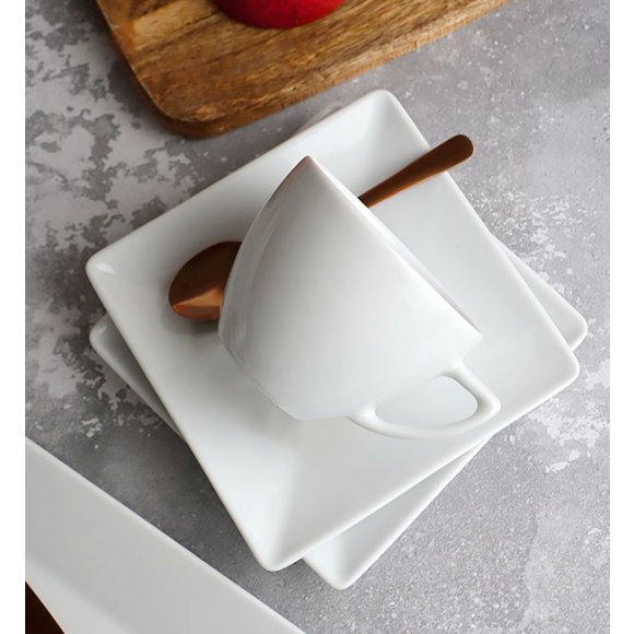 LUBIANA CLASSIC Serwis obiadowo-kawowy 18 os / 108 el | biala porcelana kwadrat