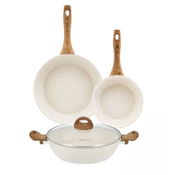 AMBITION NATURE Komplet patelni z powłoką nieprzywierającą Ø20 +28 cm + patelnia głęboka 28 cm