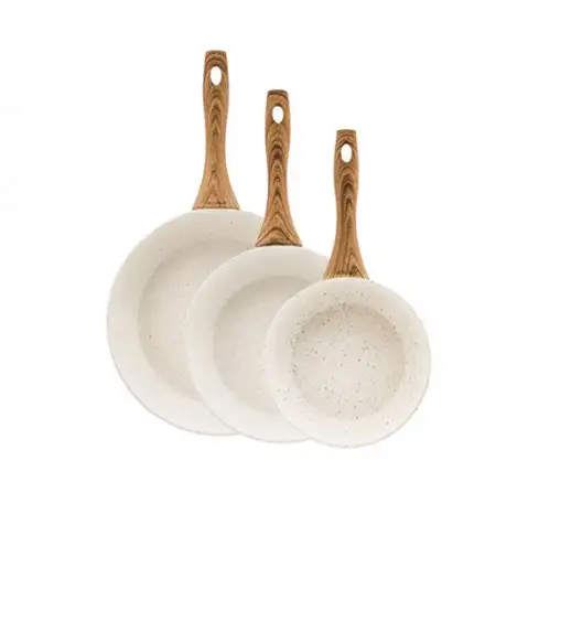 AMBITION NATURE Komplet patelni z powłoką nieprzywierającą Ø20+24+28 cm +pokrywki uniwersalne+ patelnia głęboka 28 cm / indukcja