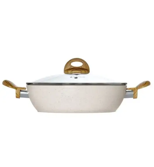 AMBITION NATURE Komplet patelni z powłoką nieprzywierającą Ø20+28 cm +pokrywki uniwersalne+ patelnia głęboka 28 cm