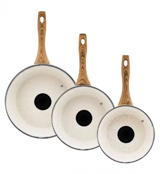 AMBITION NATURE Komplet patelni z powłoką nieprzywierającą Ø20, 24, 28 cm + pokrywki uniwersalne + patelnia naleśnikowa Nature 28 cm / indukcja