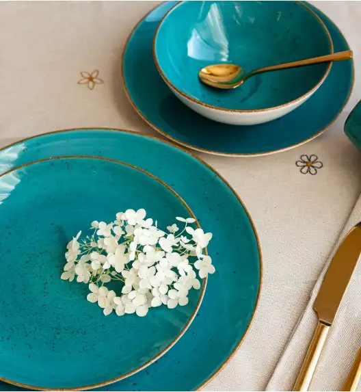 LUBIANA BOSS 6630L Serwis obiadowy 72 el / 18 osób / morski / porcelana ręcznie malowana