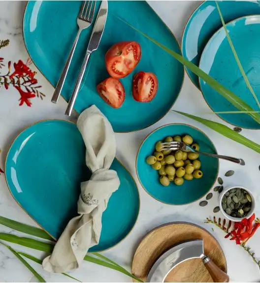 LUBIANA BOSS 6630L Serwis obiadowy 52 el / 12 osób / morski / porcelana ręcznie malowana