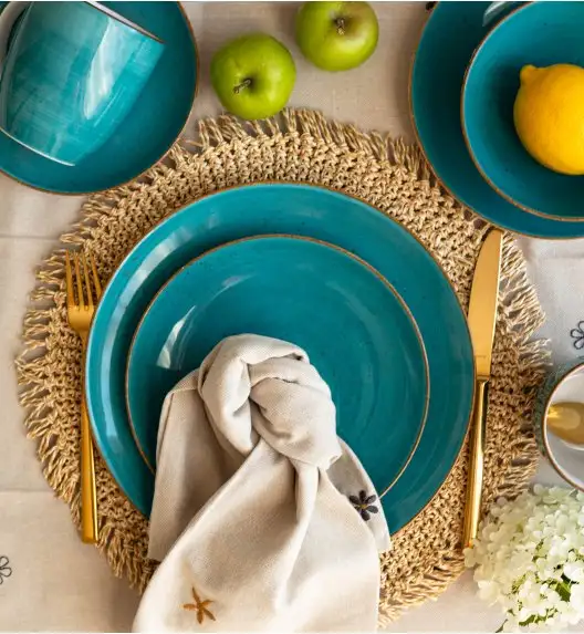 LUBIANA BOSS 6630L Serwis obiadowy 52 el / 12 osób / morski / porcelana ręcznie malowana