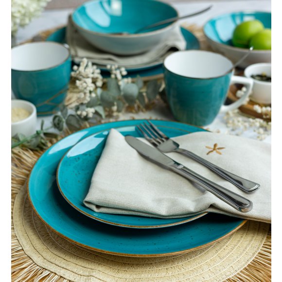 LUBIANA BOSS 6630L Serwis obiadowo - kawowy 36 el / 6 osób / morski / porcelana ręcznie malowana