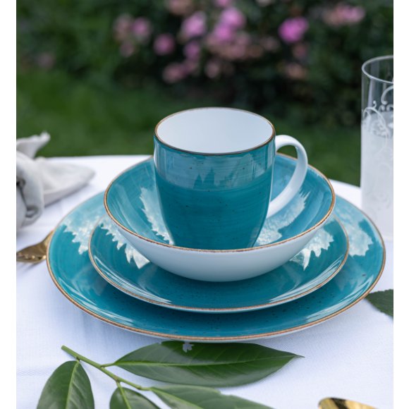 LUBIANA BOSS 6630L Serwis obiadowo - kawowy 72 el / 12 osób / morski / porcelana ręcznie malowana