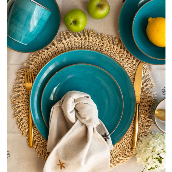 LUBIANA BOSS 6630L Serwis obiadowo - kawowy 108 el / 18 osób / morski / porcelana ręcznie malowana