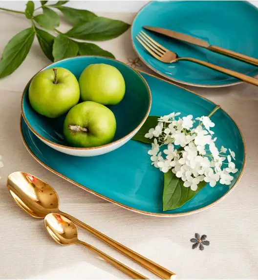 LUBIANA BOSS 6630L Serwis obiadowo - kawowy 112 el / 18 osób / morski / porcelana ręcznie malowana