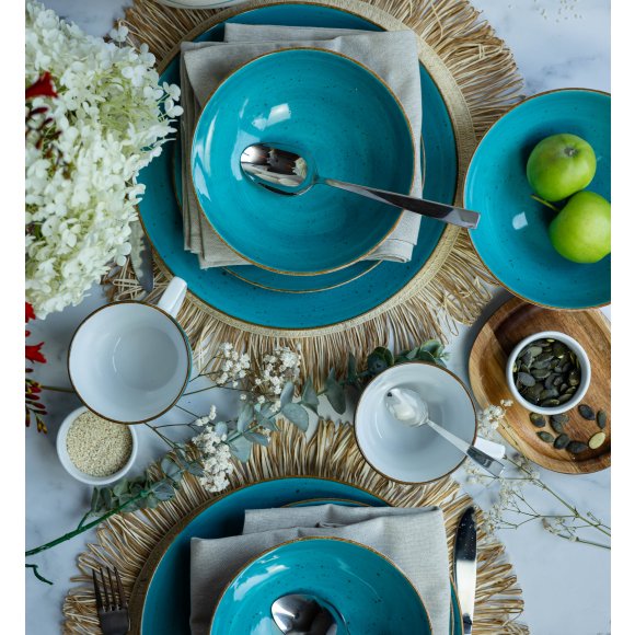 LUBIANA BOSS 6630L Serwis obiadowo - kawowy 76 el / 12 osób / morski / porcelana ręcznie malowana