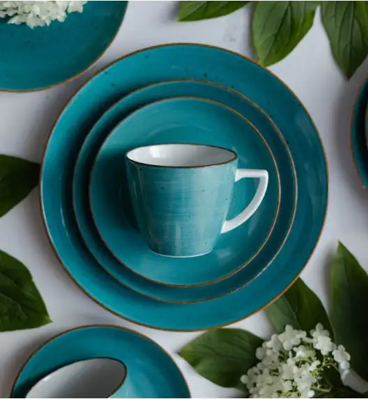 LUBIANA BOSS 6630L Serwis obiadowo - kawowy 40 el / 6 osób / morski / porcelana ręcznie malowana