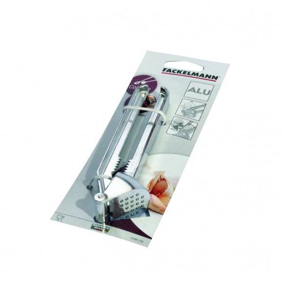 FACKELMANN Wyciskacz do czosnku 2w1 / 15 cm / aluminium