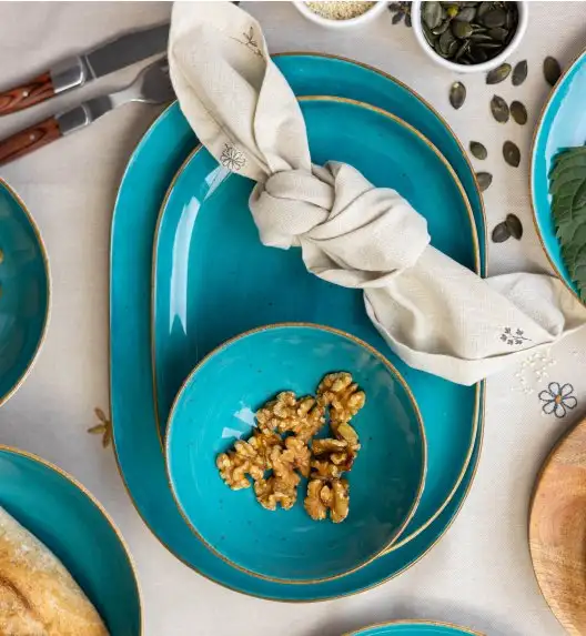 LUBIANA BOSS 6630L 12 x Salaterka 15 cm / morska / porcelana ręcznie malowana