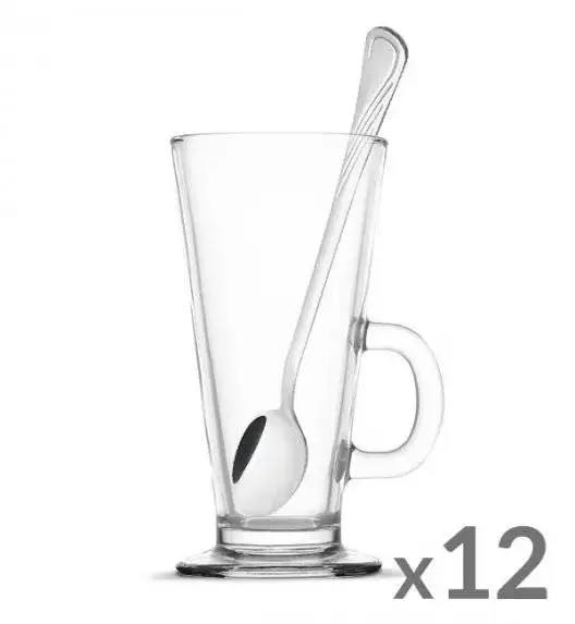 TADAR Komplet 12 szklanek Caffee Latte 270 ml + 12 łyżeczek koktajlowych Tadar Amazon