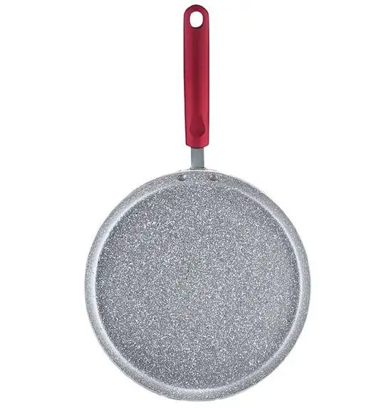 AMBITION JASPER Komplet patelni 20, 28 cm +pokrywki uniwersalne+ patelnia naleśnikowa 25 cm / nieprzywierająca powłoka Qualum Basic Stone Edition / czerwone