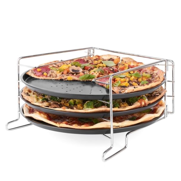 TADAR APPETITO Komplet 3 blach do pizzy 32 cm + stojak 