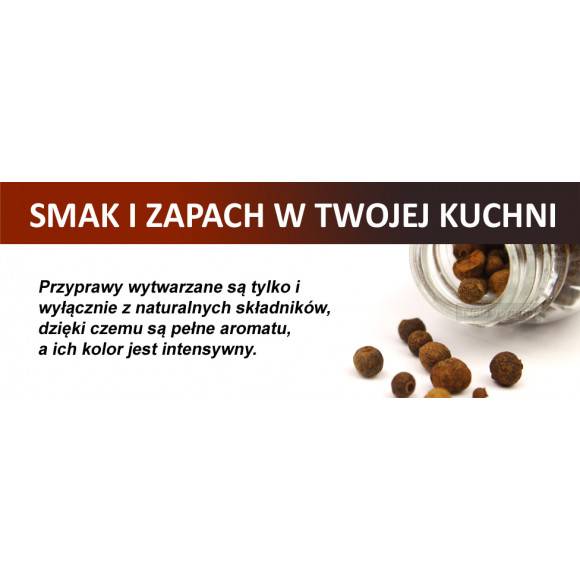 WYPRZEDAŻ! Gald półka drewniana w kolorze białym z 6 przyprawami / Nakrętki mat / Polski produkt / EAN 5904006098892.