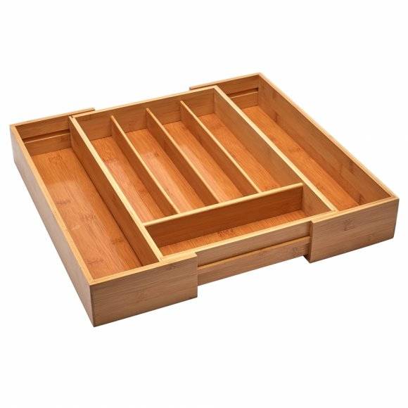 TADAR Rozsuwany wkład do szuflady/ pojemnik na sztućce / 5 lub 7 przegródek / drewno bambusowe