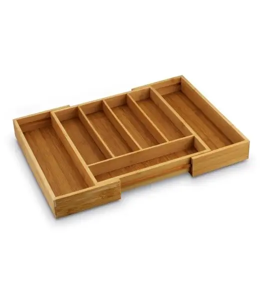 TADAR Rozsuwany wkład do szuflady 28,5-45x32x5 cm / pojemnik na sztućce / 5-7 przegródek / drewno bambusowe