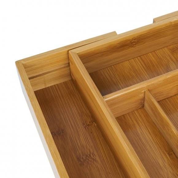 TADAR Rozsuwany wkład do szuflady/ pojemnik na sztućce / 5 lub 7 przegródek / drewno bambusowe