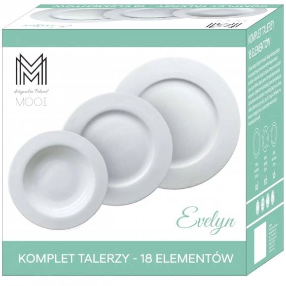 TADAR EVELYN SUPER WHITE Serwis obiadowy 18 elementów dla 6 osób