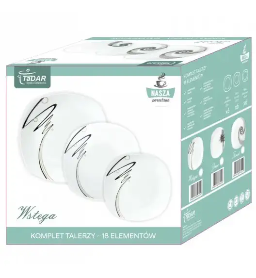 TADAR WSTĘGA Serwis obiadowy 54 elementy dla 18 osób / porcelana