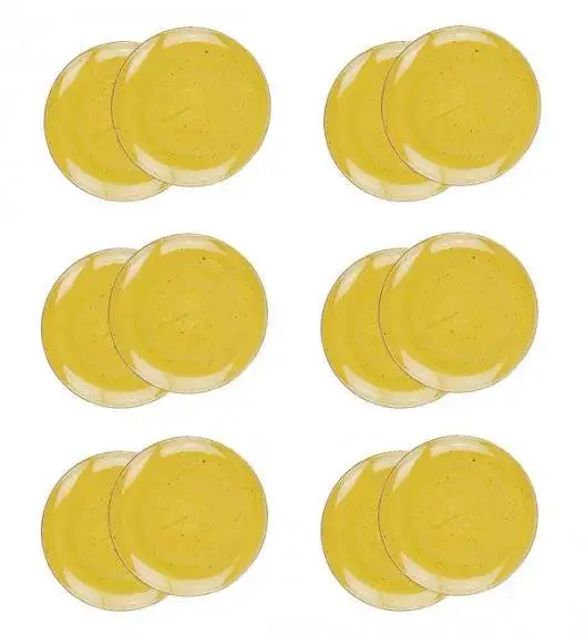 LUBIANA BOSS 6630J Komplet talerzy deserowych 20,5 cm / 12 os / 12 el / żółty / porcelana ręcznie malowana