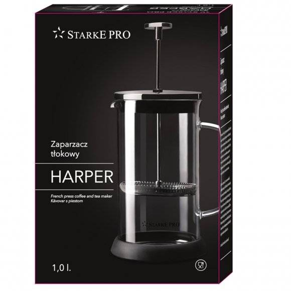 STARKE HARPER Zaparzacz typu french press 1L / żaroodporne szkło