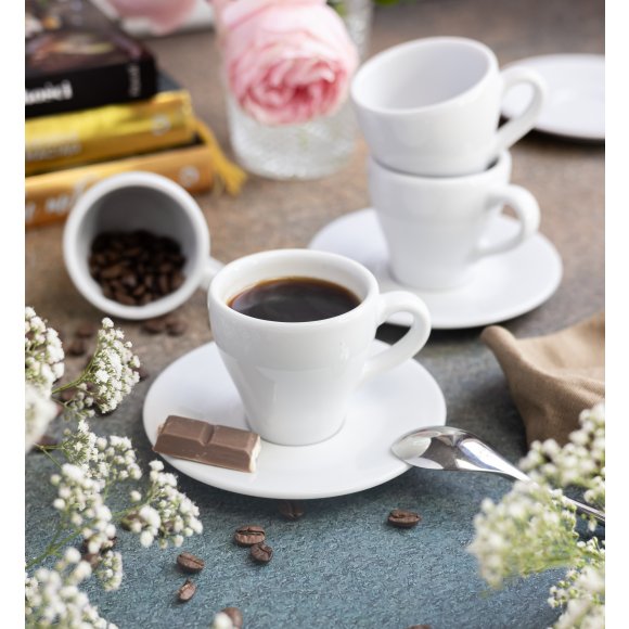 LUBIANA PAULA Komplet filiżanka do espresso 70 ml + spodek 12 cm / 6 os / 12 el / porcelana