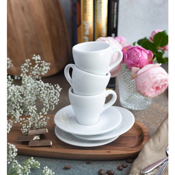 LUBIANA PAULA Komplet filiżanka do espresso 70 ml + spodek 12 cm / 6 os / 12 el / porcelana