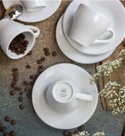 LUBIANA PAULA Komplet filiżanka do espresso 70 ml + spodek 12 cm / 6 os / 12 el / porcelana