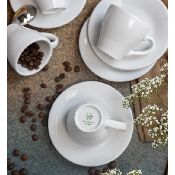 LUBIANA PAULA Komplet filiżanka do espresso 70 ml + spodek 12 cm / 6 os / 12 el / porcelana