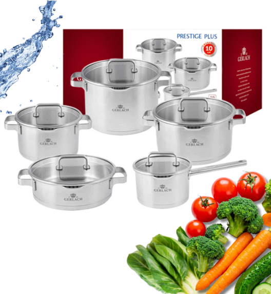 GERLACH PRESTIGE PLUS Komplet Garnki z pokrywkami 10 el / stal nierdzewna / INDUKCJA