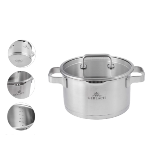 GERLACH PRESTIGE PLUS Komplet Garnki z pokrywkami 10 el / stal nierdzewna / INDUKCJA
