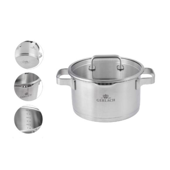 GERLACH PRESTIGE PLUS Komplet Garnki z pokrywkami 10 el / stal nierdzewna / INDUKCJA