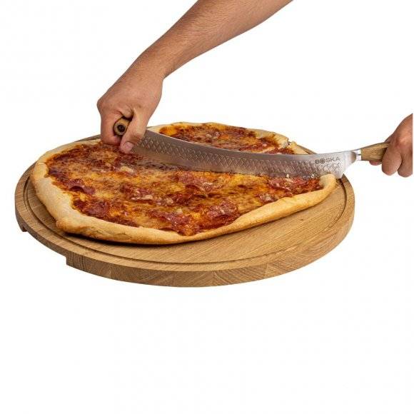 BOSKA OSLO+ Nóż do sera i pizzy 44 cm / stal nierdzewna + drewno dębowe / LENA