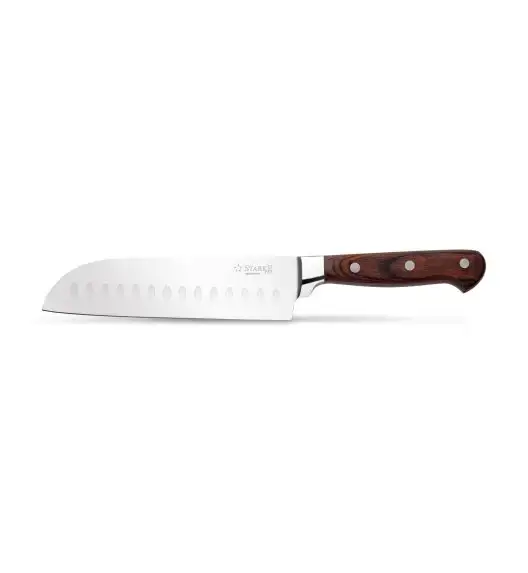 STARKE PRO SILVA Stalowy nóż japoński santoku / szefa kuchni 18 cm