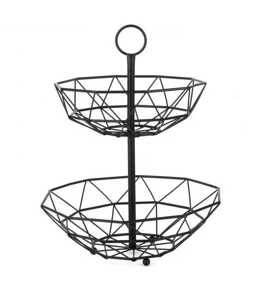 TADAR Dwupoziomowy koszyk na owoce / metalowy, czarny