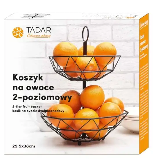 TADAR Dwupoziomowy koszyk na owoce / metalowy, czarny