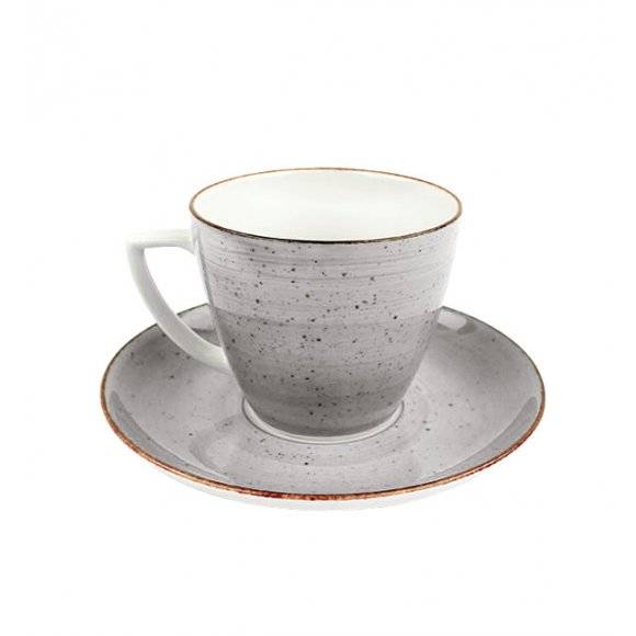 LUBIANA BOSS 6630Z Serwis obiadowo - kawowy 30 el / 6 osób / szary / porcelana ręcznie malowana