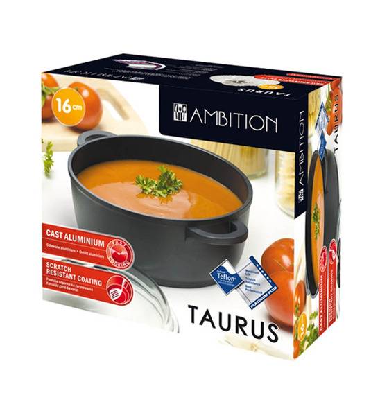AMBITION TAURUS Komplet garnki+ brytfanna 38 x 25 cm/ Teflon ® Platinum Plus