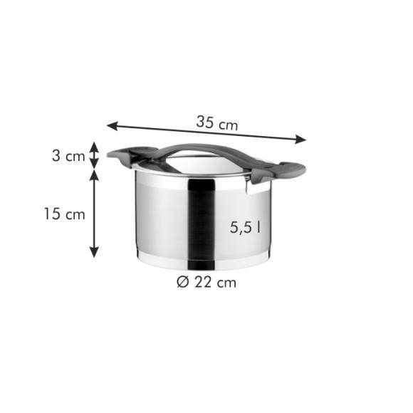 TESCOMA ULTIMA Garnek 5,5 l z pokrywką 22 cm / stal nierdzewna ZOBACZ FILM