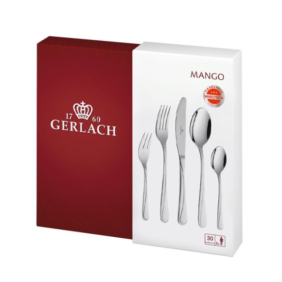 Gerlach Mango Sztućce Komplet 30 el (24 el pudełko + widelczyki ) 6 osób / połysk