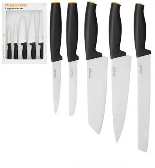 FISKARS FUNCTIONAL FORM 1014201 Komplet 5 noży kuchennych LARGE STARTER SET w pudełku / stal nierdzewna
