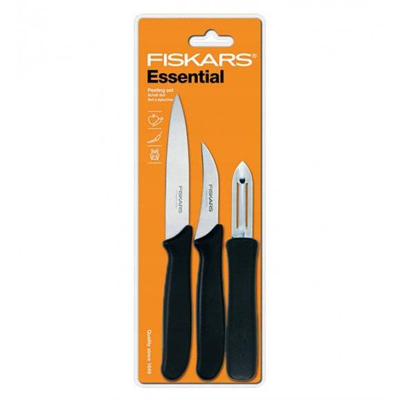 FISKARS ESSENTIAL 1023785+1024162 Zestaw 6 noży (do warzyw i do obierania) / stal nierdzewna HRC 53 + GRATIS! OBIERAK DO WARZYW