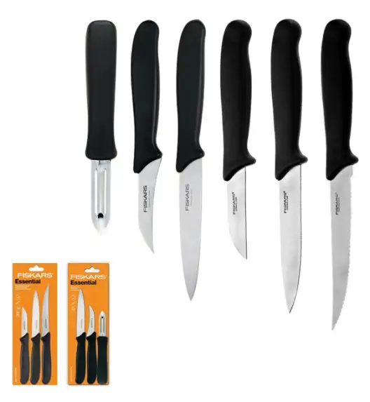 FISKARS ESSENTIAL 1023785+1024162 Zestaw 6 noży (do warzyw i do obierania) / stal nierdzewna HRC 53