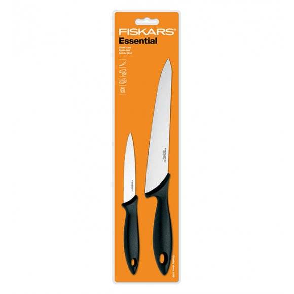 FISKARS ESSENTIAL Komplet 8 noży (kuchenne +Szefa+do obierania) stal nierdzewna HRC 53 + GRATIS! OBIERAK DO WARZYW