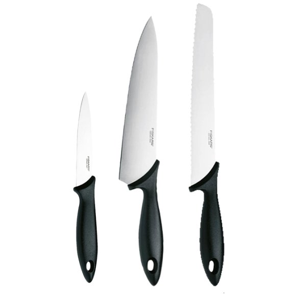 FISKARS ESSENTIAL Komplet 11 noży (kuchenne +Szefa+do obierania+do warzyw) w pudełku/ stal nierdzewna