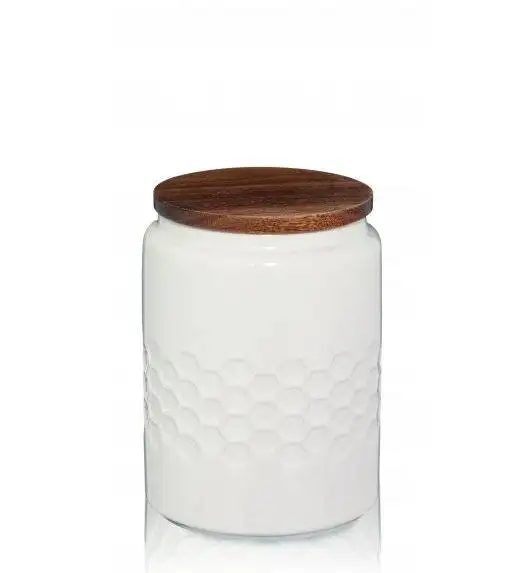 KELA MELLIS Pojemnik kuchenny 800 ml z bambusową pokrywką ⌀ 10,5 cm / ceramika