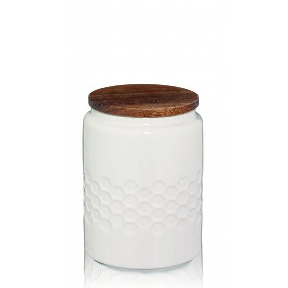 KELA MELLIS Pojemnik kuchenny 800 ml z bambusową pokrywką ⌀ 10,5 cm / ceramika