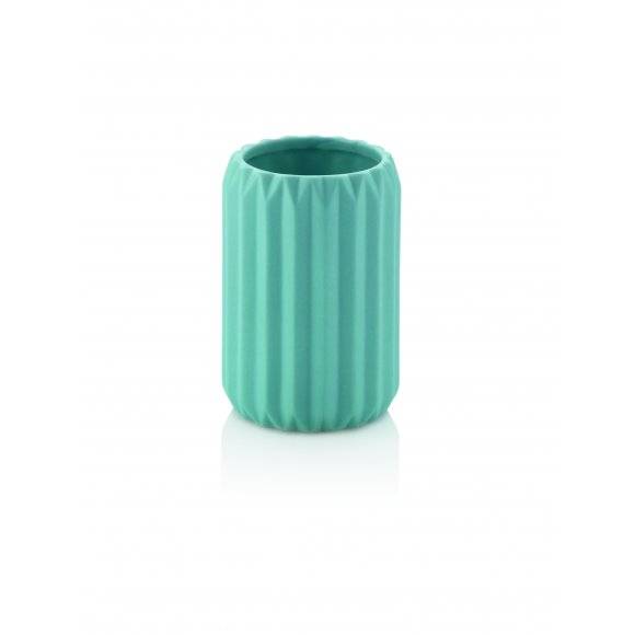 KELA ORIGAMI Ceramiczny kubek na szczoteczki ⌀ 7,5 cm / turkusowy